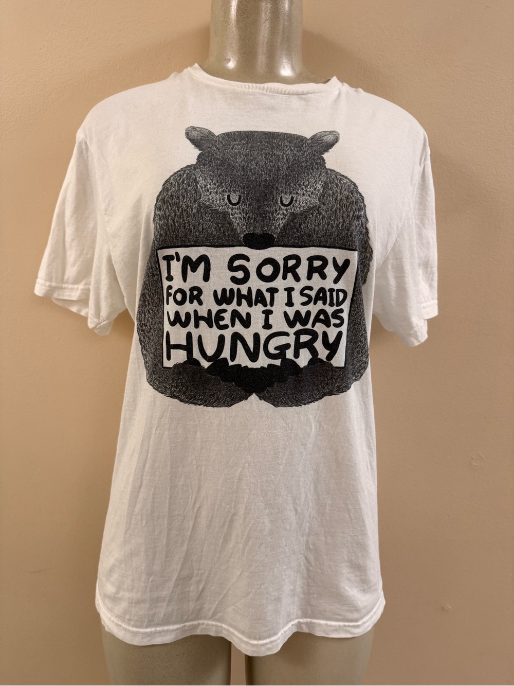I'm Sorry For What I Said When I Was Hungry Bear Graphic T-Shirt Medium